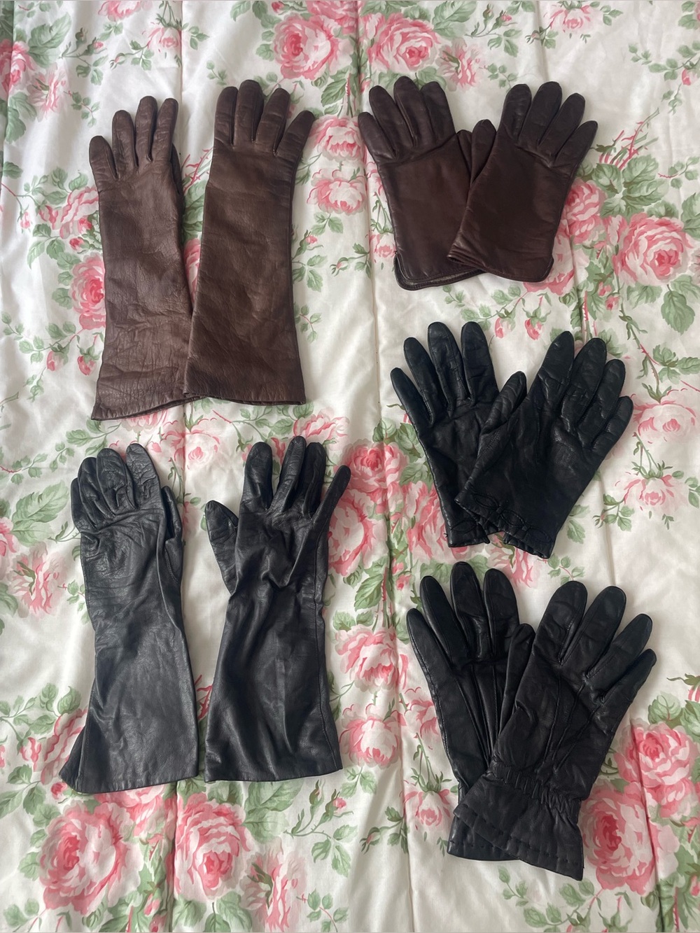 Vintage 5 Leather Gloves Brown Black Fownes Grandoe Superb France Women’s Small